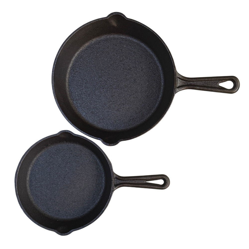 Ozark Trail Cast Iron Skillet Set 6" 8" Pre Seasoned Frying Pans Camping
